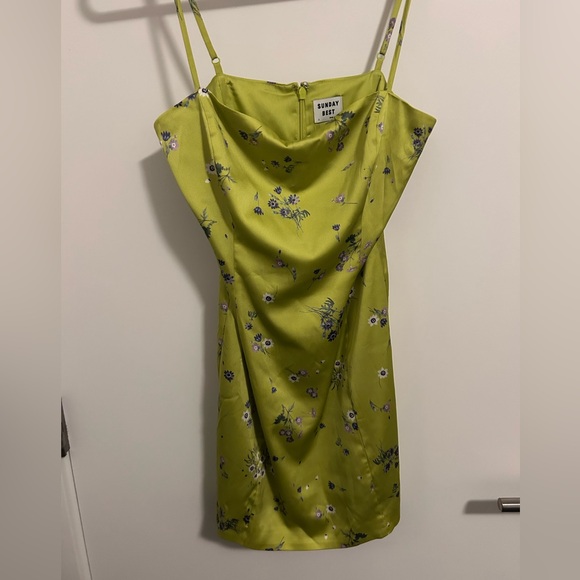 Sunday Best Dresses & Skirts - Sunday Best Lime Green Floral Slip Midi Dress